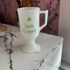 Federal Glass Milk Glass Irish Coffee Pedestal Mug ☘